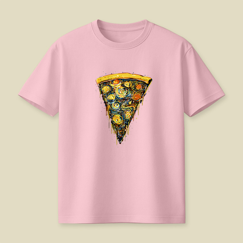 Starry Night Pizza Slice Playful T-Shirt