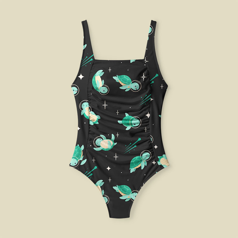 Space Turtles Tummy Control One Piece Swimsuit