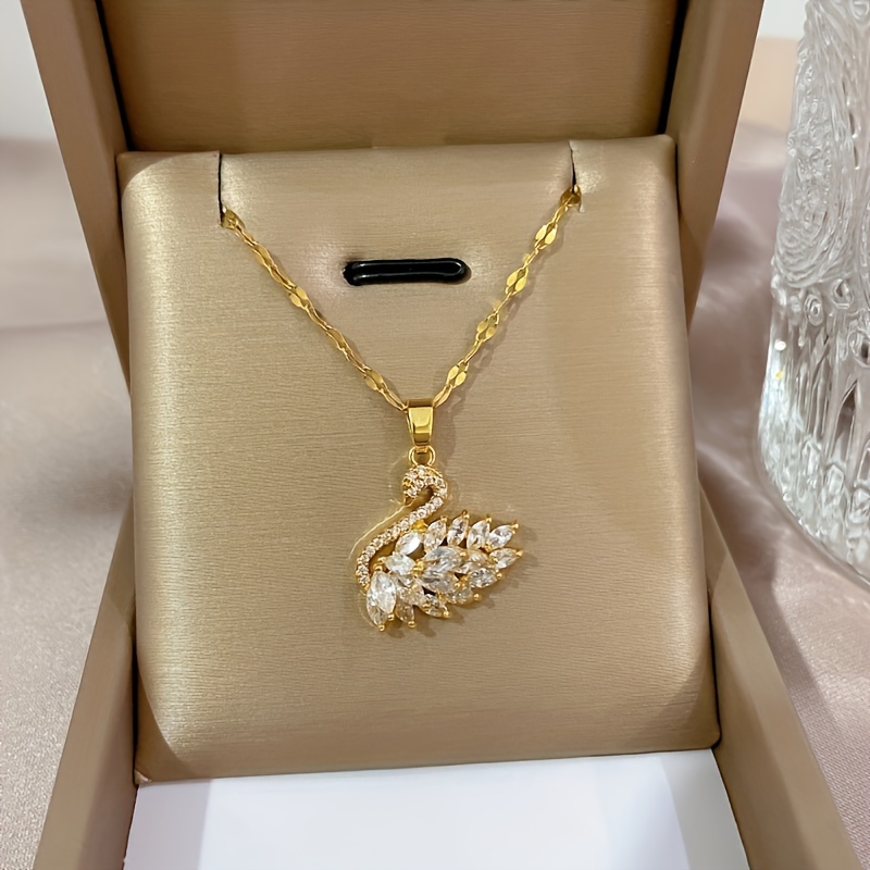 🎁 50% kedvezmény minden termékre!💎18K arany drágakő hattyú medál nyaklánc nőknek✨