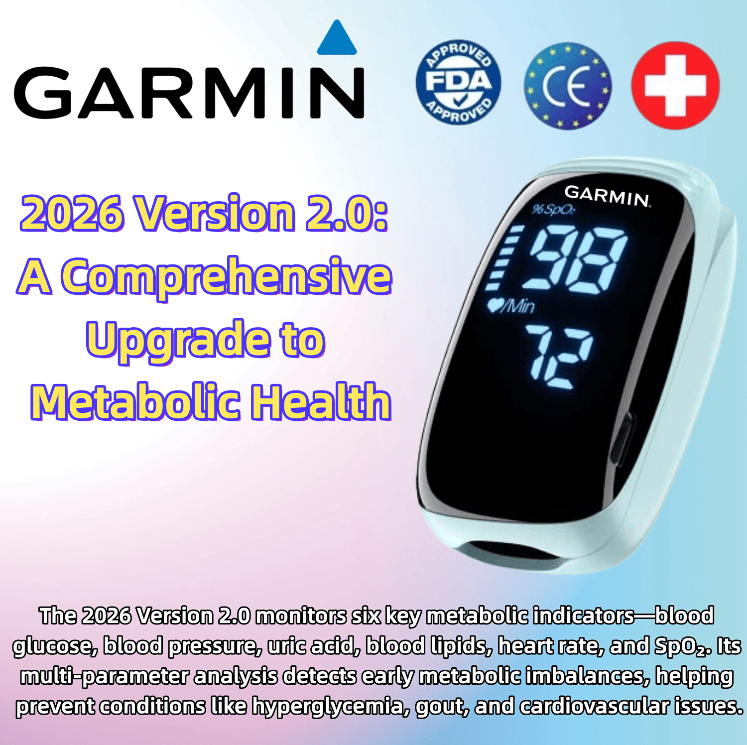 🩺✨ Garmin's innovative smart health device: the latest 2026 non-invasive, needle-free multi-functional blood glucose and blood pressure monitor — take control of your health at your fingertips! 💓