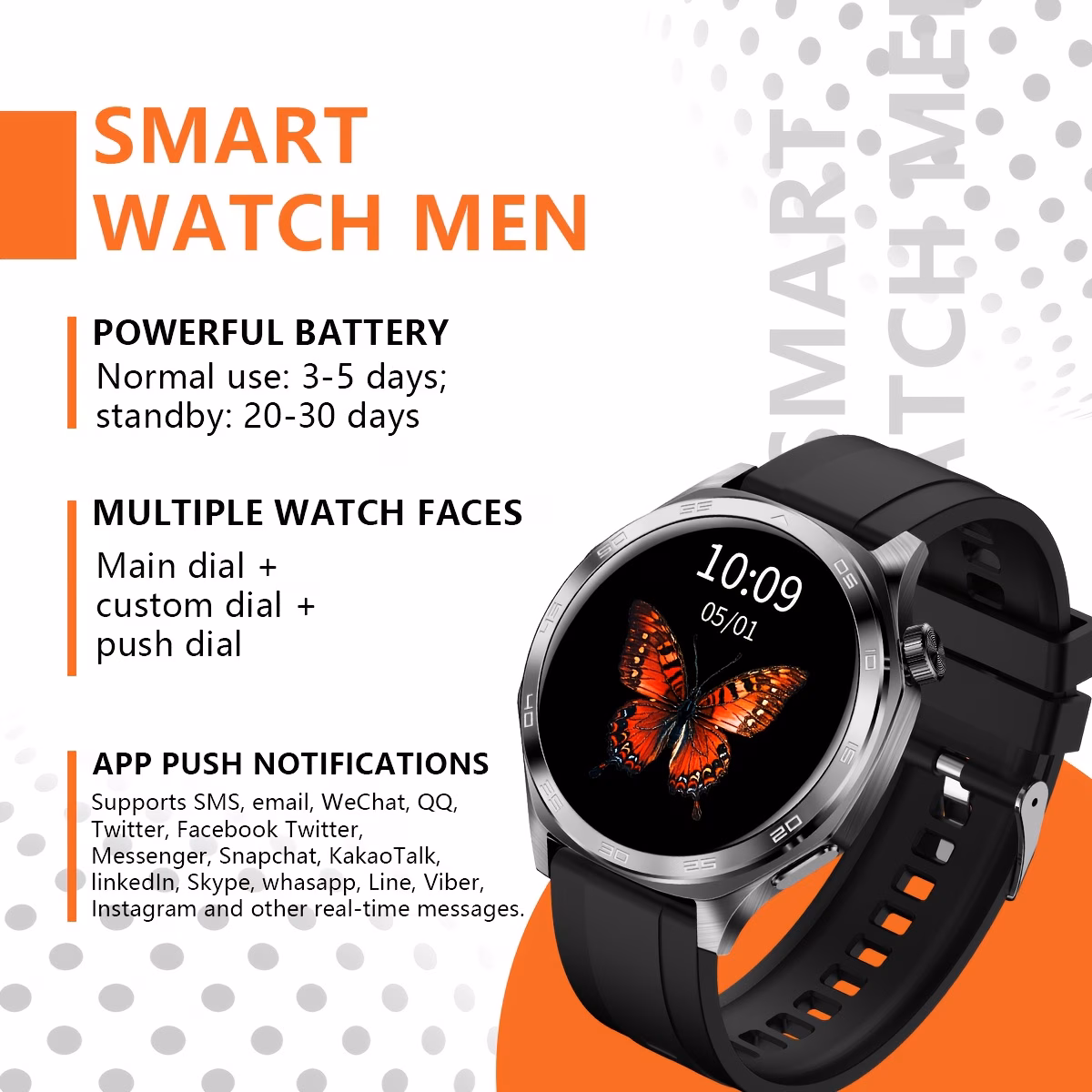 Smart Watch with Flashlight 1.96" AMOLED High Refresh Rate 24/7 Health Monitoring 100+ Sports Modes IOS & Android Compatible