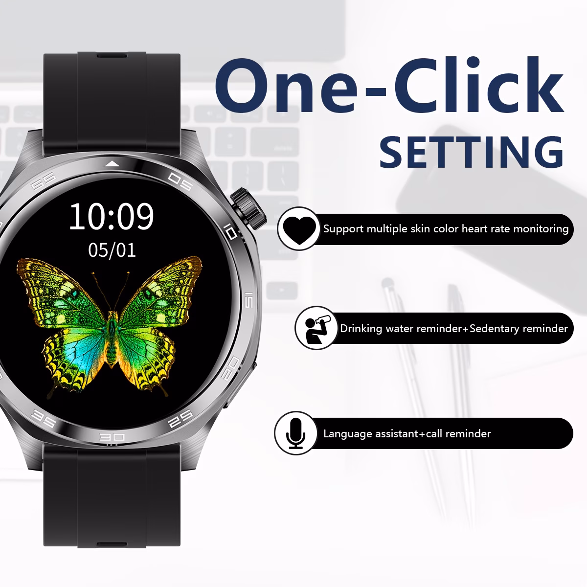 Smart Watch with Flashlight 1.96" AMOLED High Refresh Rate 24/7 Health Monitoring 100+ Sports Modes IOS & Android Compatible