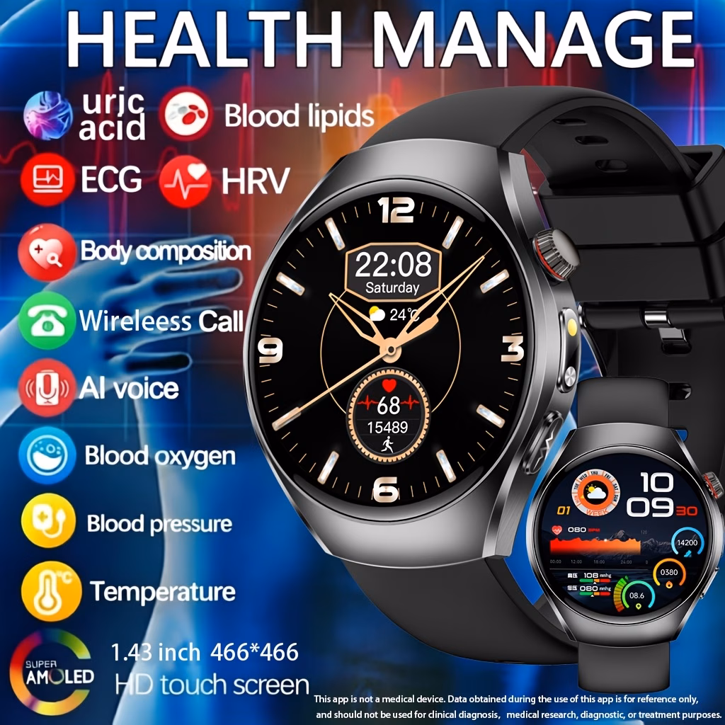 2026 New Healthy Sports Smart Watch, 1.43-inch High-definition Full Touch Screen, Supports Wireless Calls, Voice Assistants, One-click SOS for Help, 100+ Sports Modes, Remote Monitoring, Fitness Tracking, Suitable for Android Phones And for iPhone