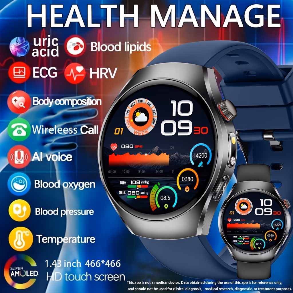 2026 New Healthy Sports Smart Watch, 1.43-inch High-definition Full Touch Screen, Supports Wireless Calls, Voice Assistants, One-click SOS for Help, 100+ Sports Modes, Remote Monitoring, Fitness Tracking, Suitable for Android Phones And for iPhone