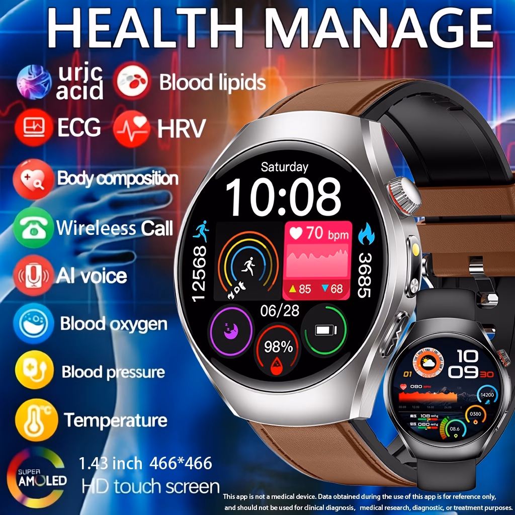 2026 New Healthy Sports Smart Watch, 1.43-inch High-definition Full Touch Screen, Supports Wireless Calls, Voice Assistants, One-click SOS for Help, 100+ Sports Modes, Remote Monitoring, Fitness Tracking, Suitable for Android Phones And for iPhone