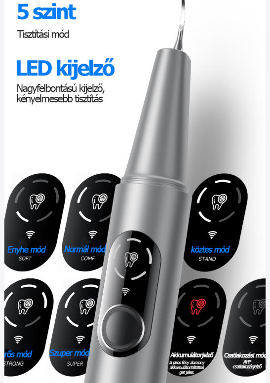 CURVY MOON Visual ultrahangos fogtisztító - Eltávolítja a fogkövet és a foltokat, tisztítja a fogakat és a foltokat