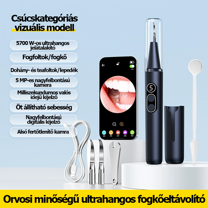 CURVY MOON Visual ultrahangos fogtisztító - Eltávolítja a fogkövet és a foltokat, tisztítja a fogakat és a foltokat