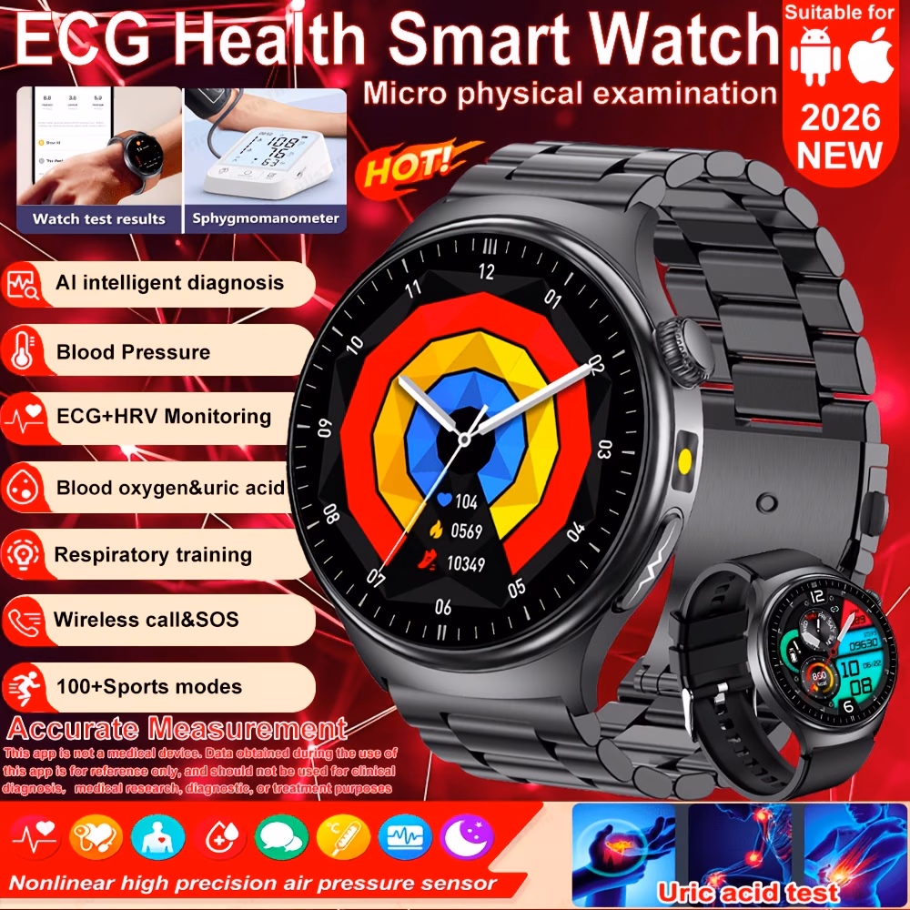 2026 New Sports Smartwatch 1.43-inch AMOLED HD Full Touch Screen, Supports Wireless Calling, Voice Assistant, One-key SOS, 100 Sports Modes, Remote Monitoring, Fitness Tracking, Compatible With IPhone And Android Phones