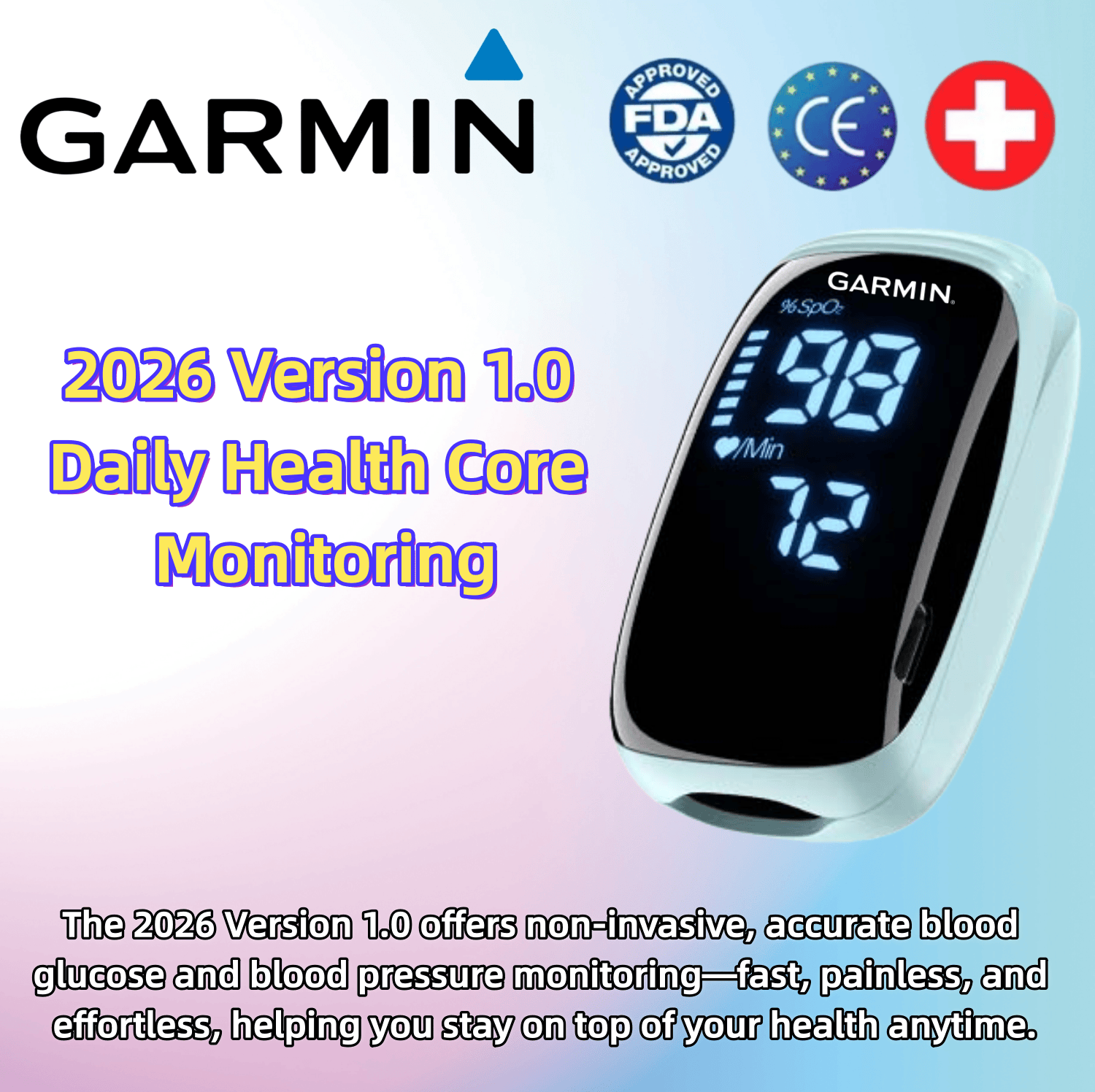 🩺✨ Garmin's innovative smart health device: the latest 2026 non-invasive, needle-free multi-functional blood glucose and blood pressure monitor — take control of your health at your fingertips! 💓