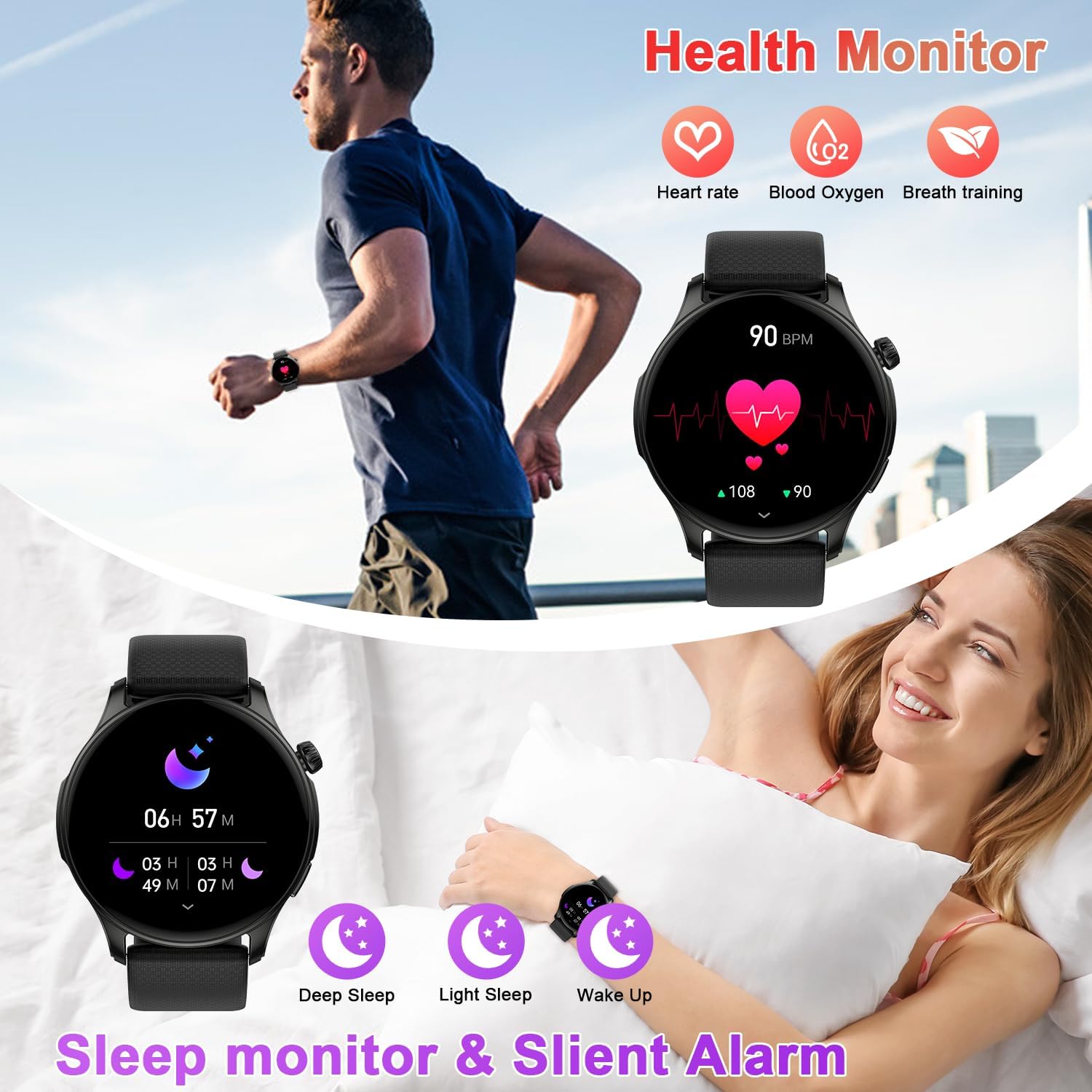 💫Smart Watch for Men Women Fitness⏱️: Waterproof Make Answer Call Digital Mens Watches Running Pedometer Step Tracker Smartwatch Android Phone iPhone Samsung Compatible Sleep SpO2 Heart Rate Monitor
