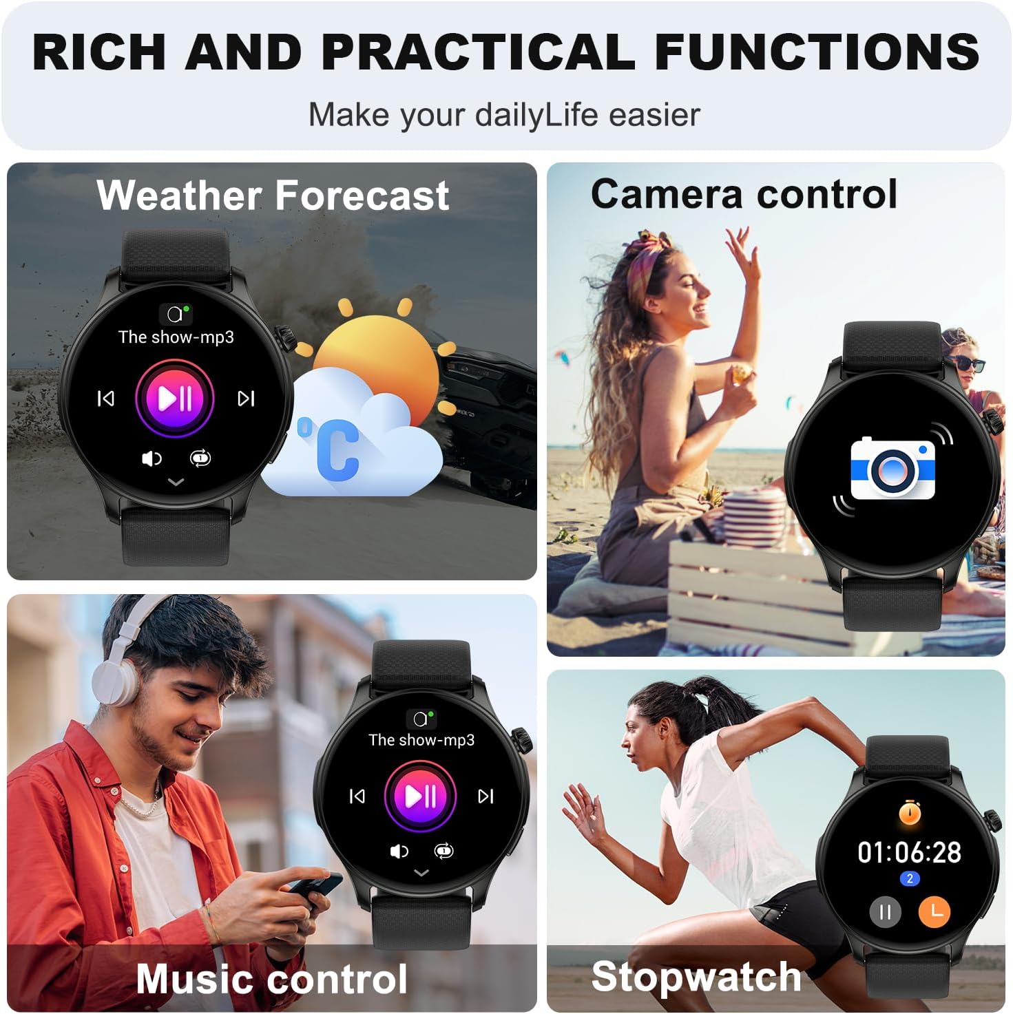 💫Smart Watch for Men Women Fitness⏱️: Waterproof Make Answer Call Digital Mens Watches Running Pedometer Step Tracker Smartwatch Android Phone iPhone Samsung Compatible Sleep SpO2 Heart Rate Monitor
