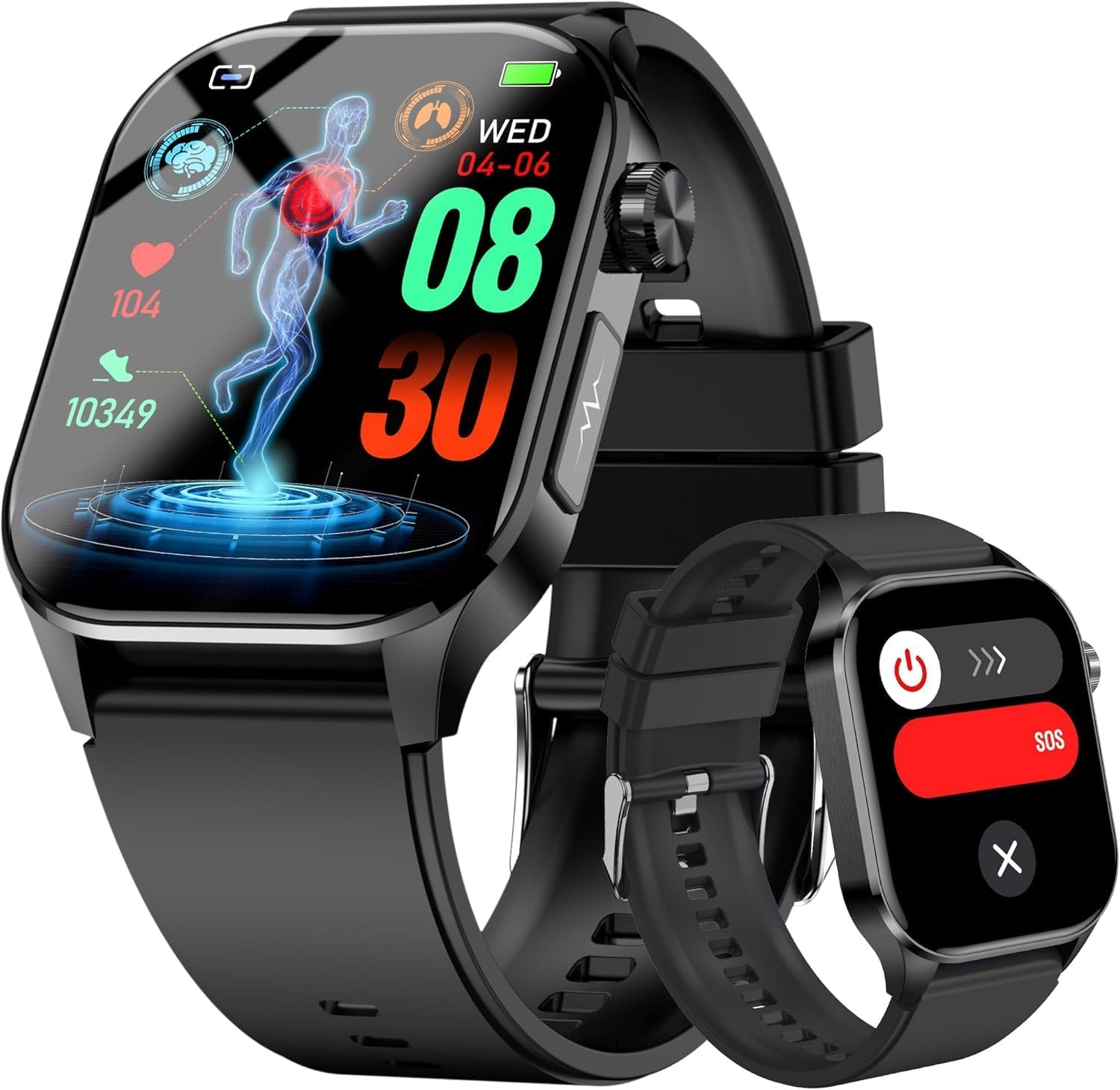 Advanced Health Smartwatch for Women Men with Real-Time Monitoring of Heart Rate, Blood Oxygen, Body Temperature, Blood Pressure, Sleep Auality and Stress Levels.