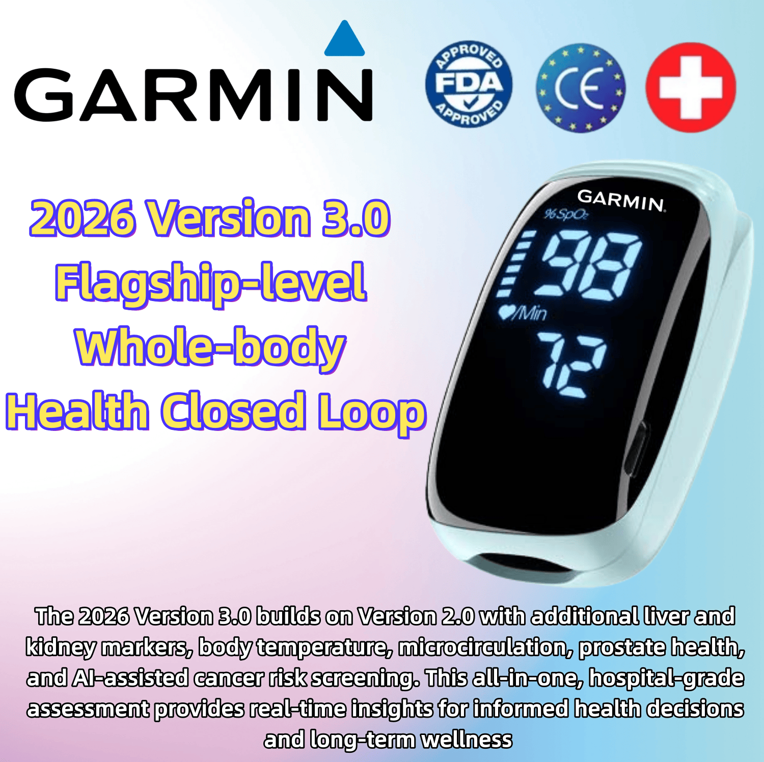 🩺✨ Garmin's innovative smart health device: the latest 2026 non-invasive, needle-free multi-functional blood glucose and blood pressure monitor — take control of your health at your fingertips! 💓