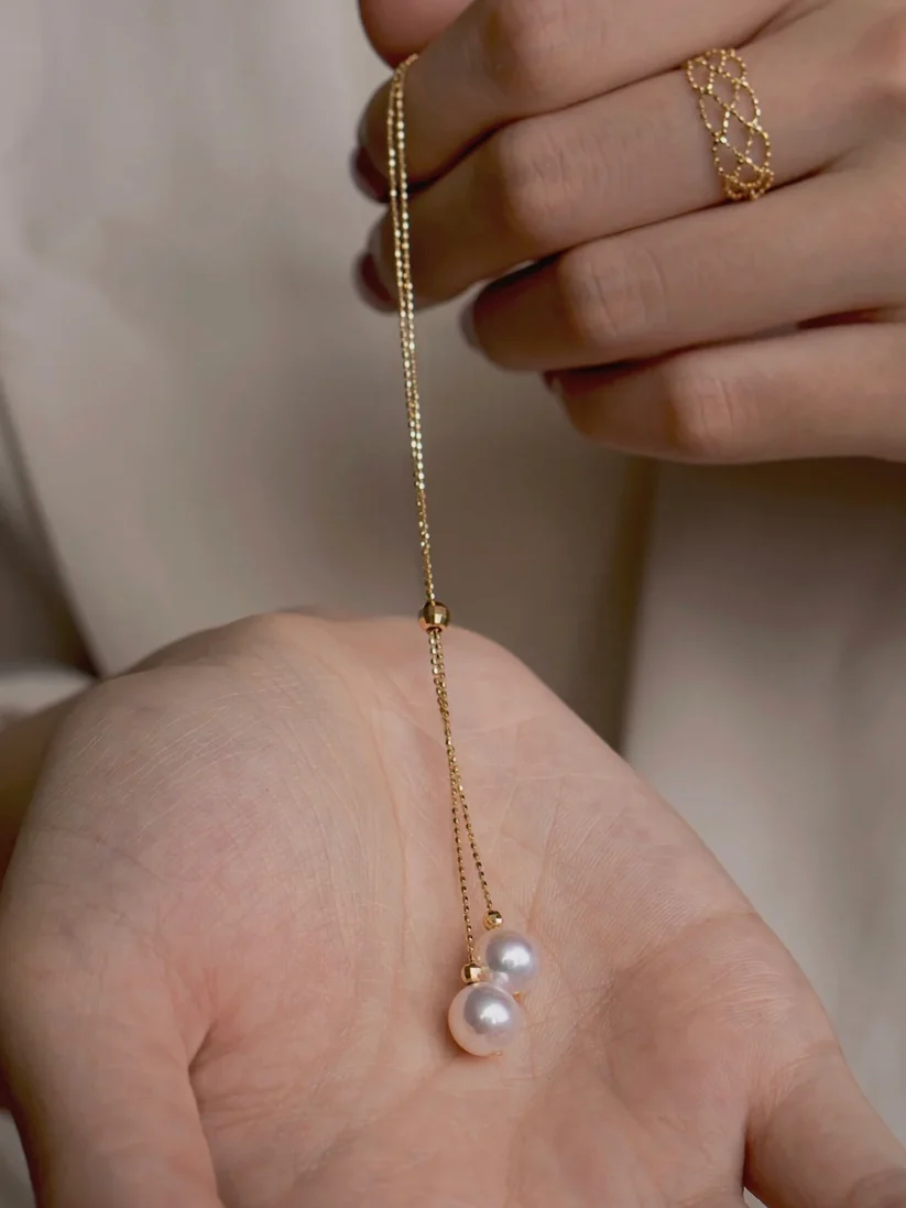 💟18K χρυσό προσαρμοσμένο κολιέ μαργαριτάρι θαλάσσιου νερού