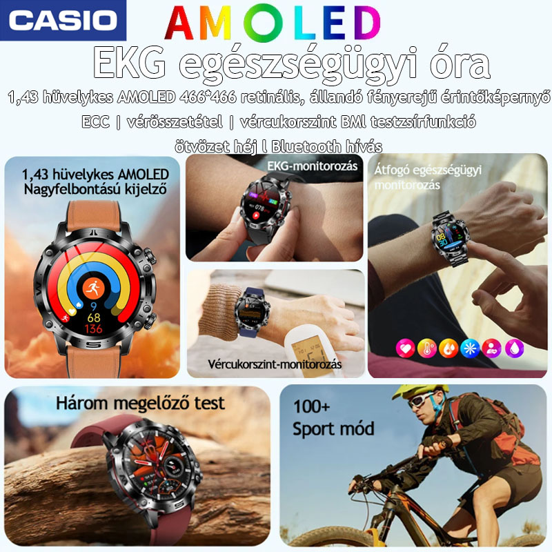 CASIO™AI ORVOSI DIAGNOSZTIKÁS OKOSÓRA - 2025 ÚJ VÉRLIPIDEK, HÚGYSAV, VÉRGLUKOZ SZINT - EKG+PPG FITNESZKÖVETŐ