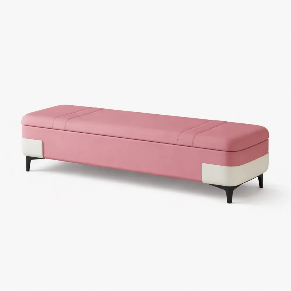 Banc de rangement moderne en cuir pour chambre ou entrée
