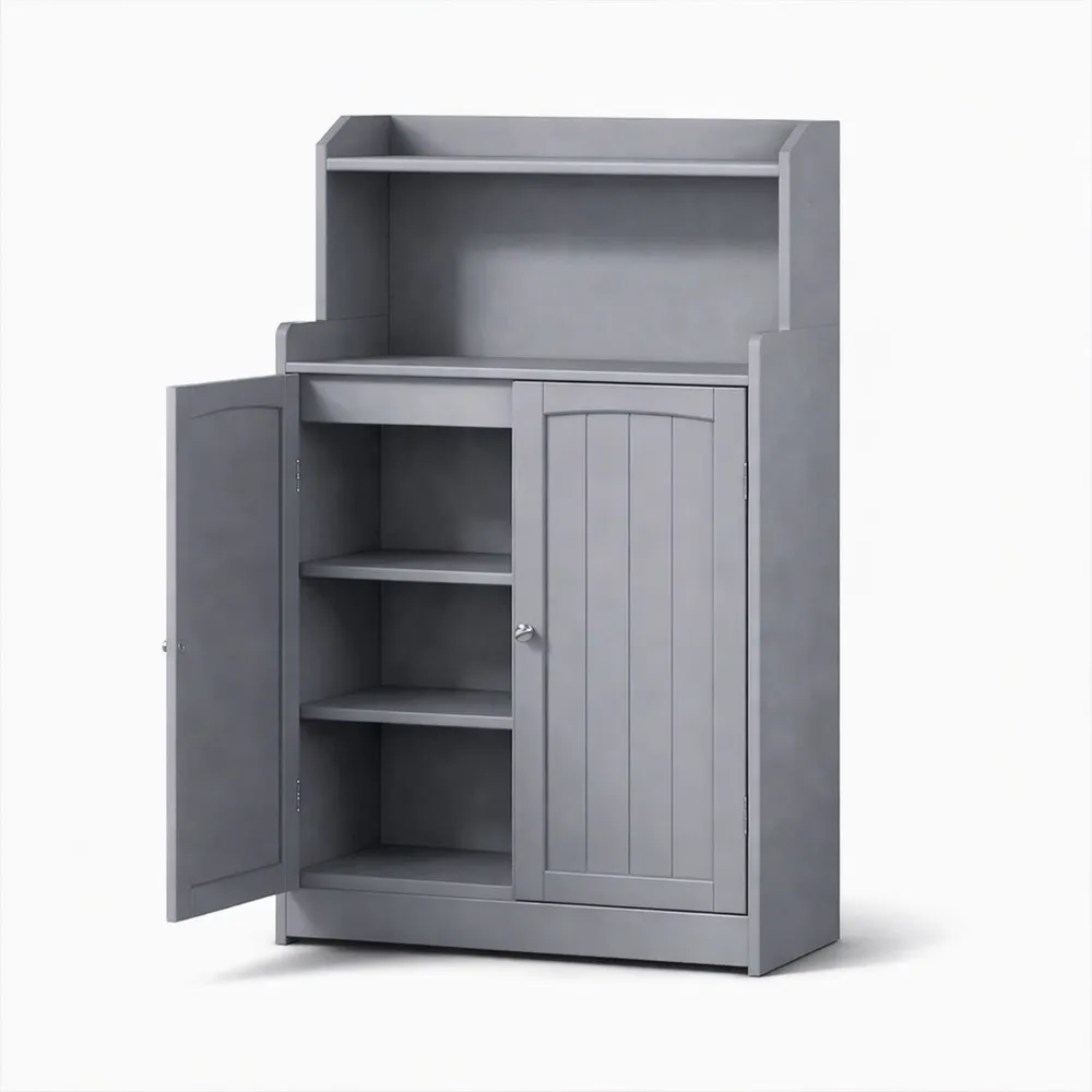 Armoire de Salle de Bain 100 cm, Rangement avec 2 Portes et Étagères Réglables, Gris
