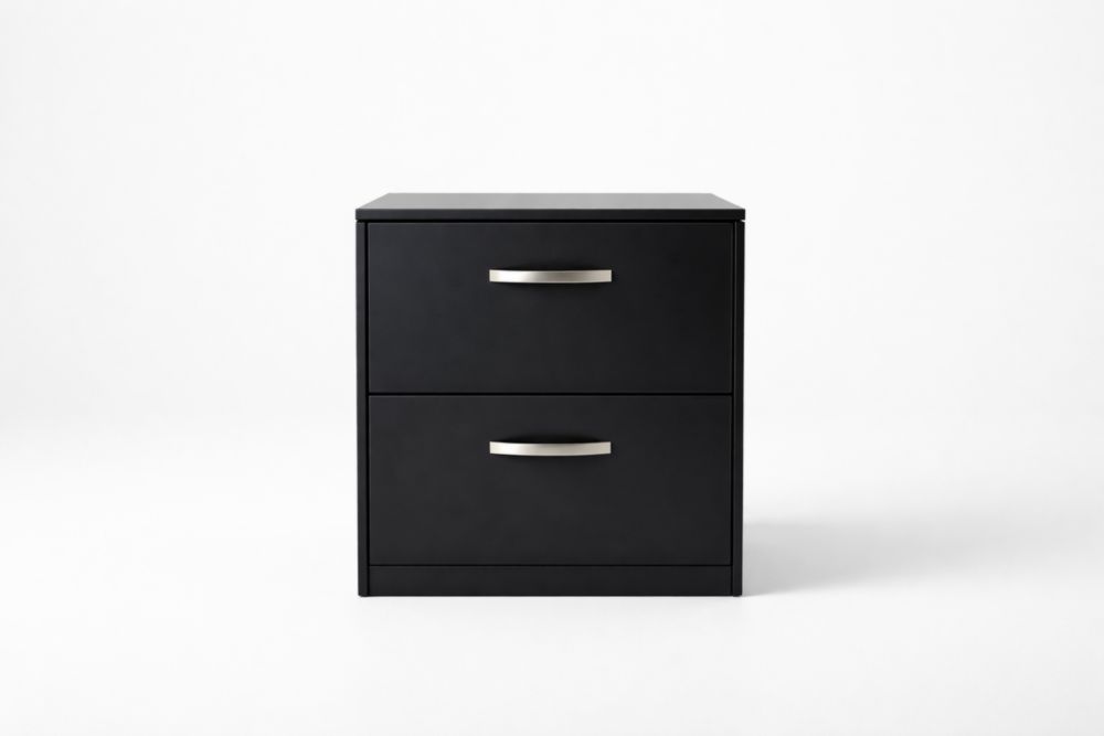 Deux armoires de fichiers en MDF noir avec poignées en métal