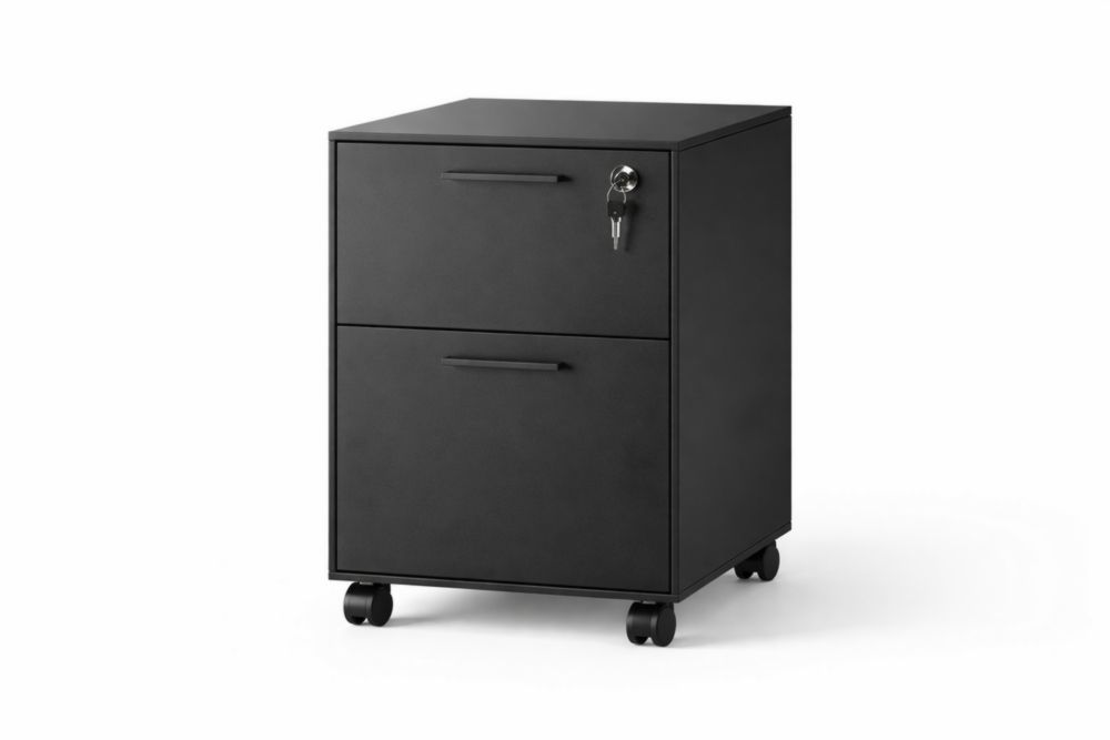 Caisson en Métal Noir à Roulettes avec Serrure