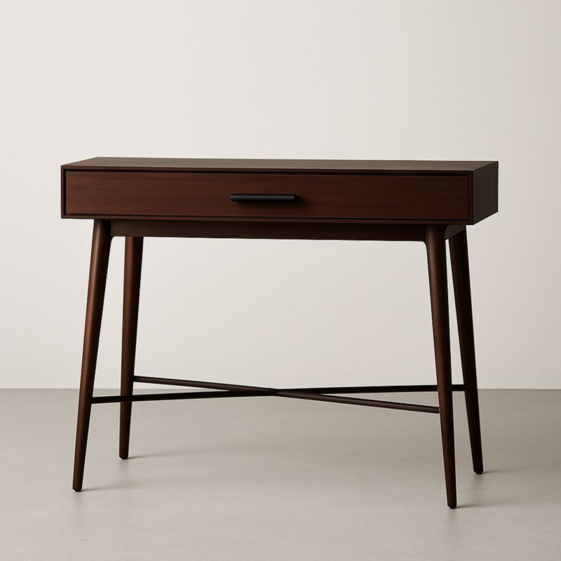 Table console en bois avec tiroir finition noyer