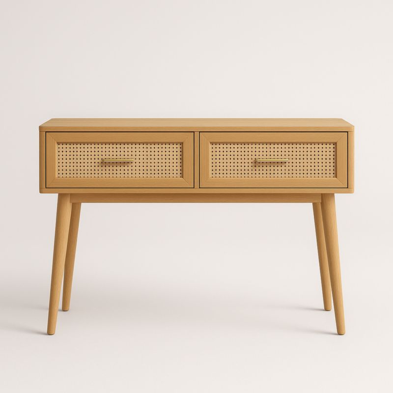 Console en bois avec tiroirs en cannage