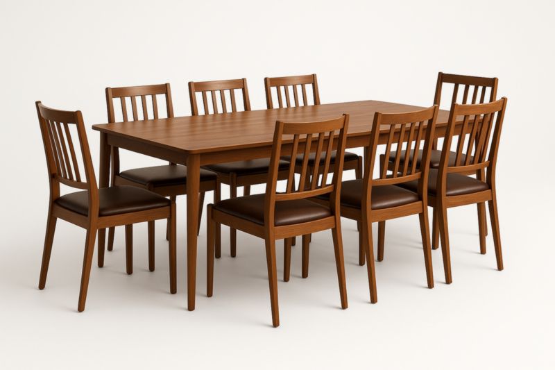 Table à manger en bois avec 8 chaises rembourrées