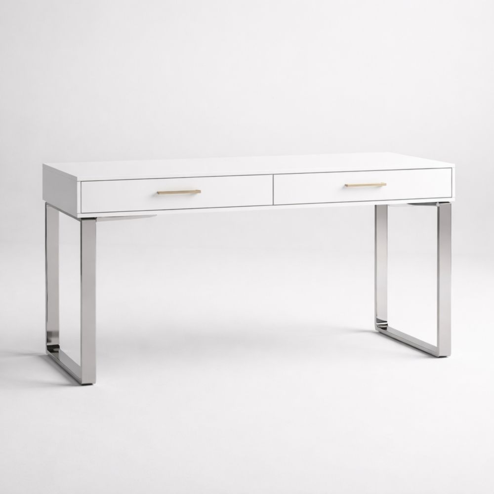 Bureau Blanc avec Tiroirs en Métal 120cm