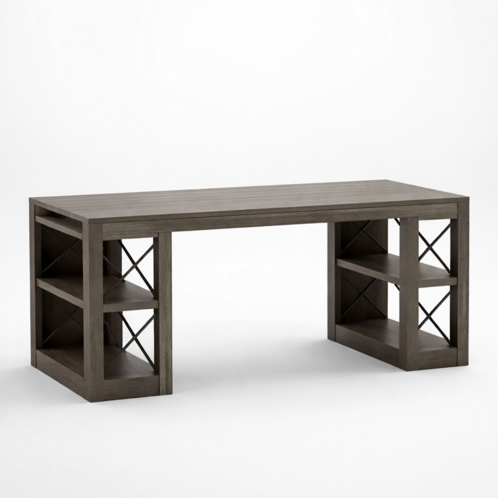 Bureau en bois avec bibliothèque intégrée, 160 × 60 × 75 cm