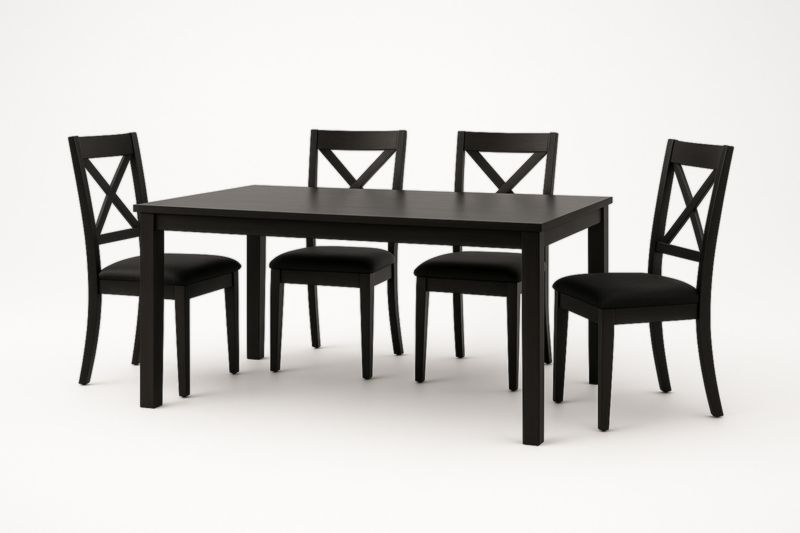 Table en Bois Noir avec 4 Chaises