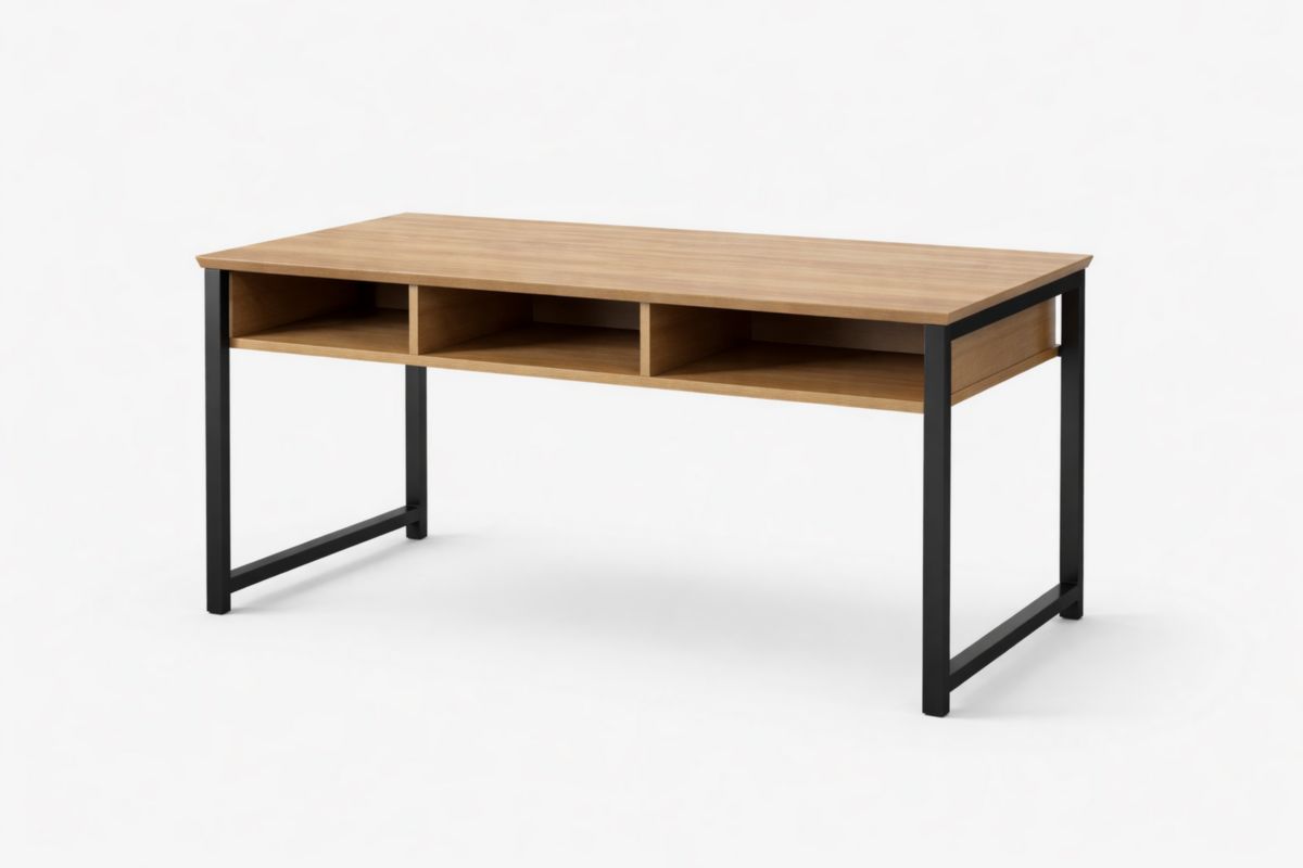 Bureau en MDF Acier avec Rangement 140x60x75 cm