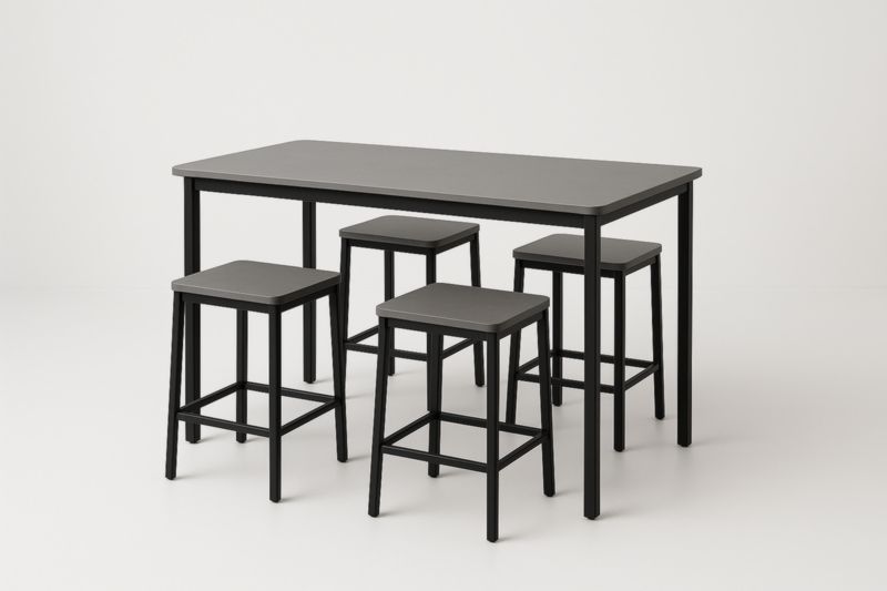 Ensemble de table et tabourets en MDF et acier noir 115x70x105 cm