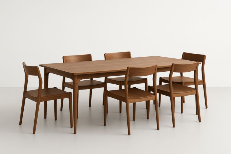 Ensemble de salle à manger en bois massif avec 6 chaises