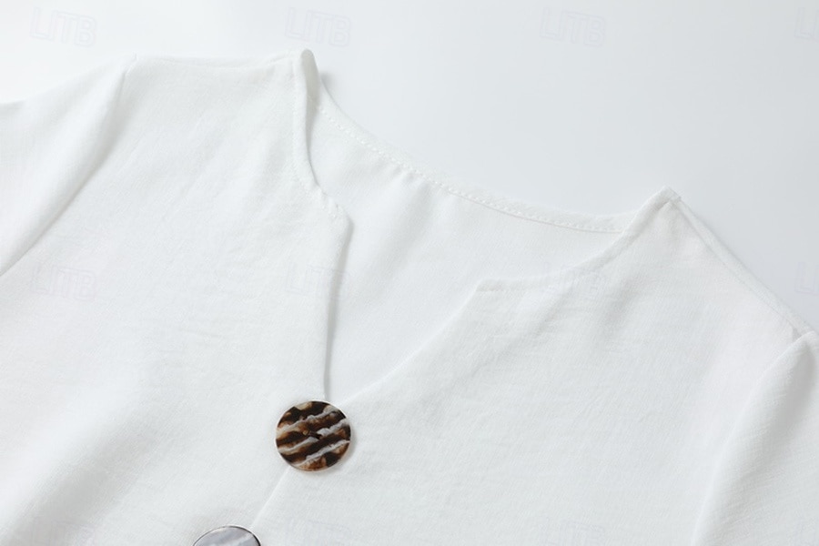 Women's Midi Dress Beach Dress Casual Dress Summer Dress Basic Classic Daily Vacation Loose Fit Plain Short Sleeve V Neck White Navy Blue Green Summer Spring 2026 - &euro;33.99 &ndash;P4