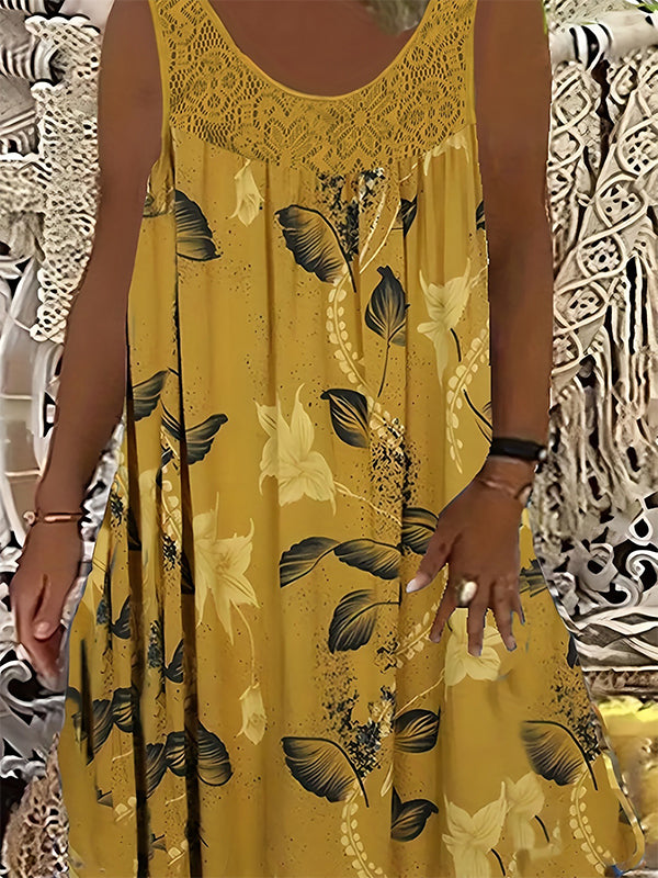👗 Dámske šaty bez rukávov s okrúhlym výstrihom a potlačou