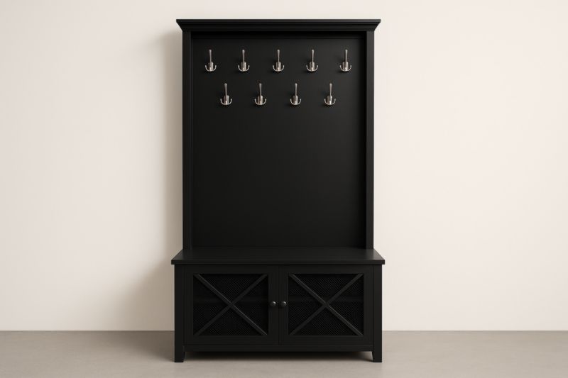 Porte-manteau en Bois avec Crochets et Rangement