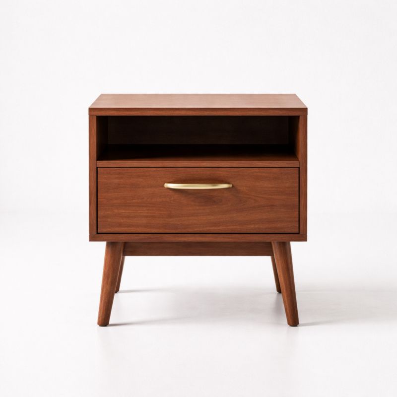 Table de chevet en bois avec tiroir et compartiment