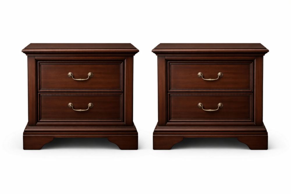 Paire de Tables de Chevet en Bois avec 2 Tiroirs