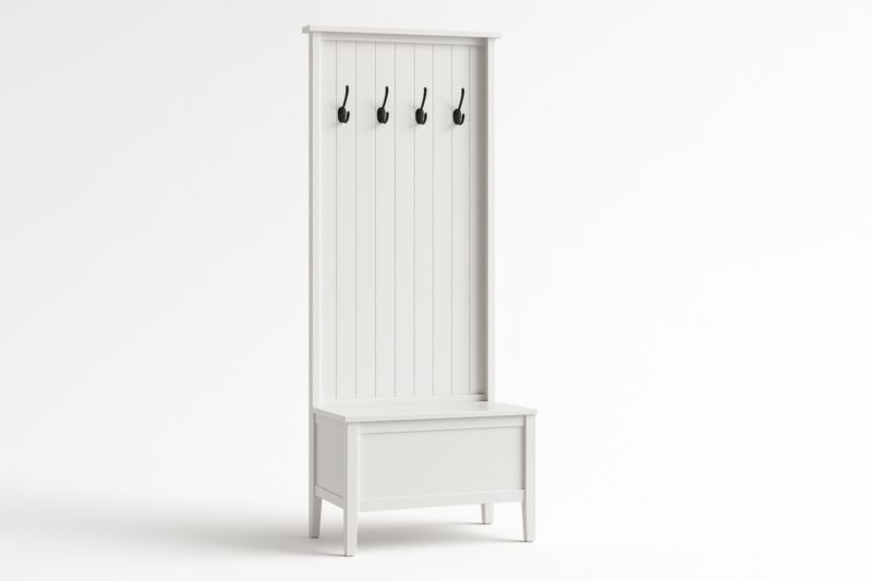 Porte-manteaux d'entrée en MDF avec crochets en acier Blanc