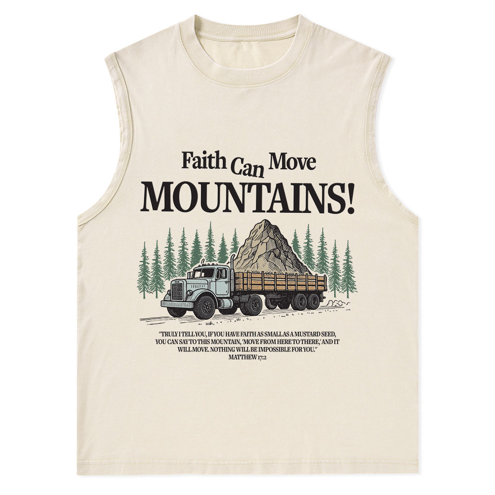 Faith Can Move Mountains Christian Washed Tank Top
