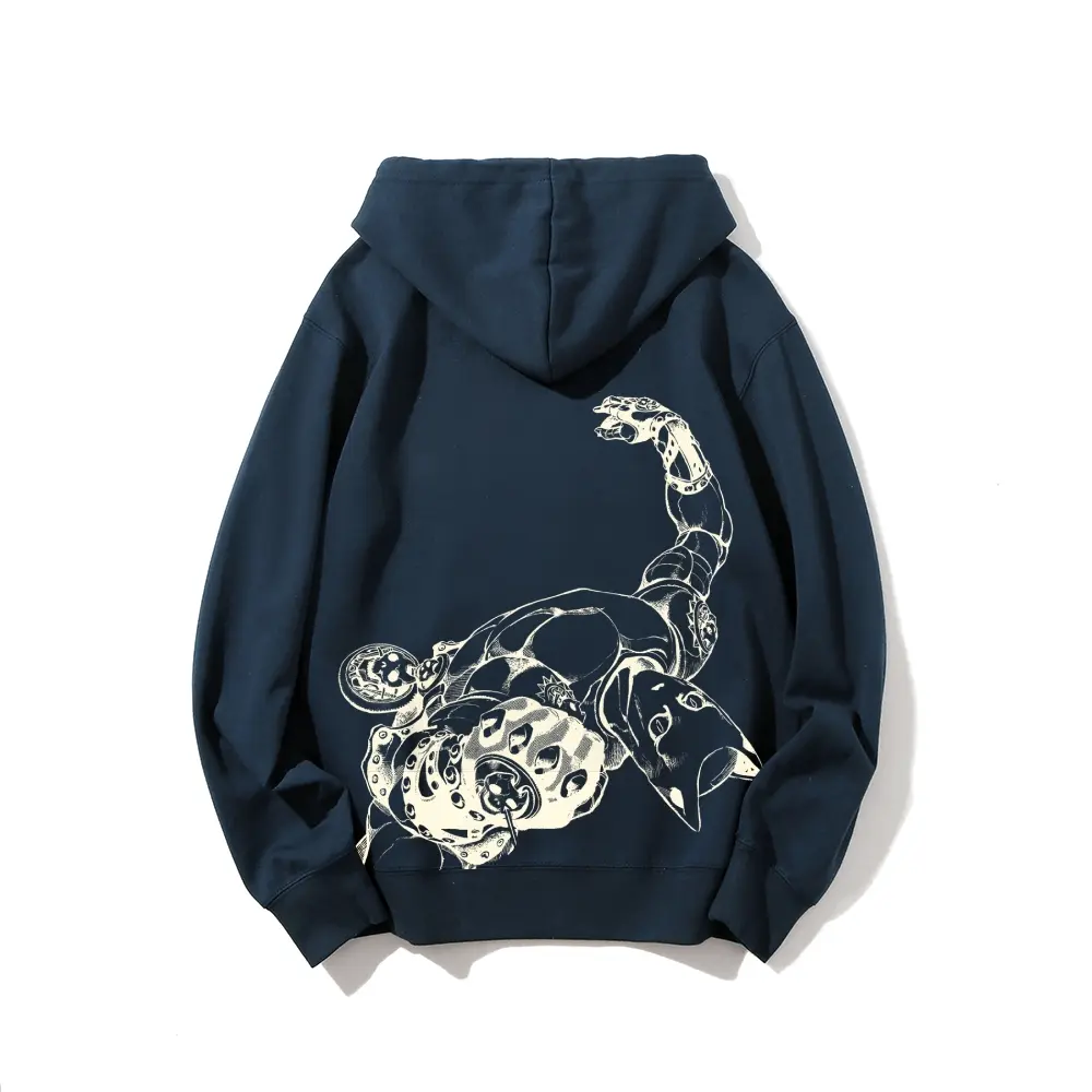 Killer Queen JoJo Character Graphic Hoodie Made in USA | Premium Cotton Streetwear Sweatshirt | JoJo’s Bizarre Adventure Inspired Pullover | Unisex Anime Hoodie Oversized Fit