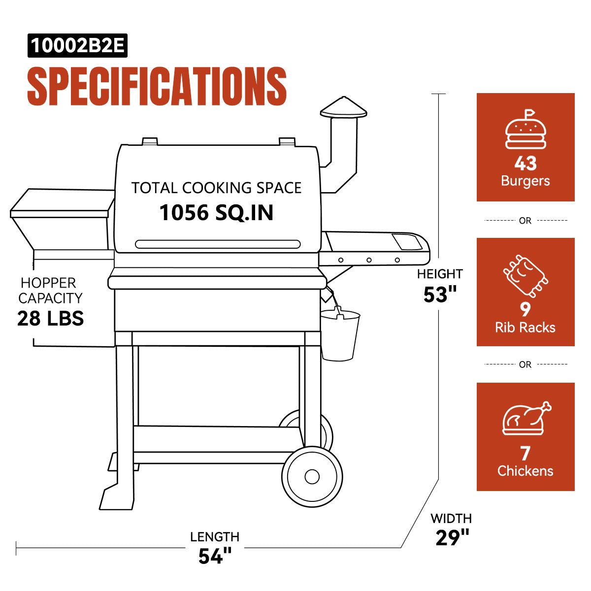 LARGE 10002B2E PELLET GRILL