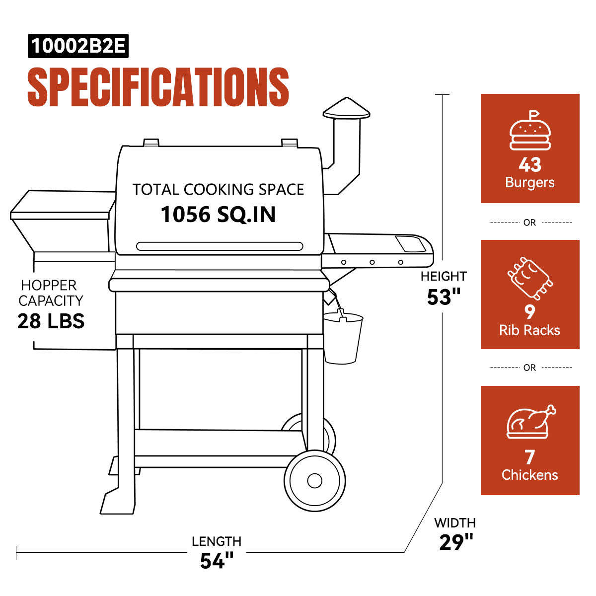 LARGE 10002B2E PELLET GRILL