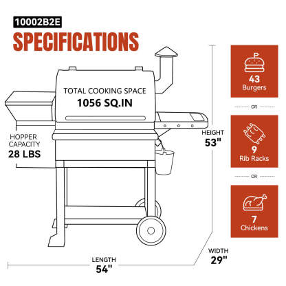 LARGE 10002B2E PELLET GRILL