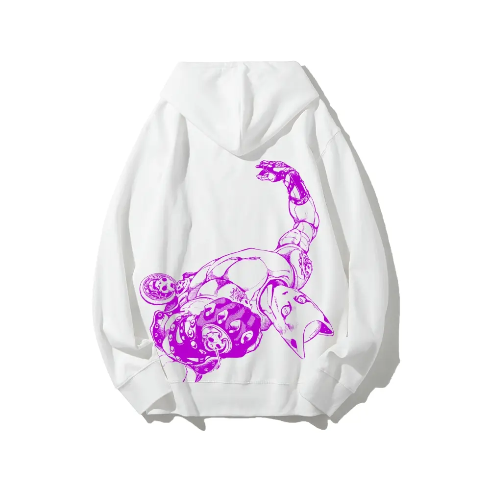 Killer Queen JoJo Character Graphic Hoodie Made in USA | Premium Cotton Streetwear Sweatshirt | JoJo’s Bizarre Adventure Inspired Pullover | Unisex Anime Hoodie Oversized Fit