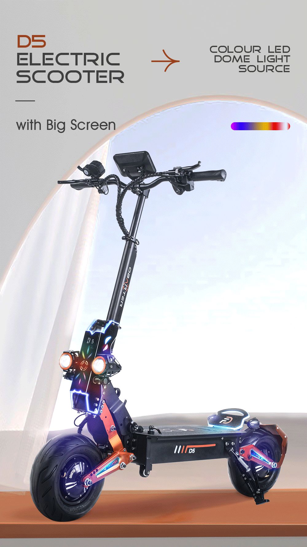 OBARTER D5 Electric Scooter 12 inch Vacuum Tire 2*2500W Motor Removable 35Ah Battery for 60-120km Super Range