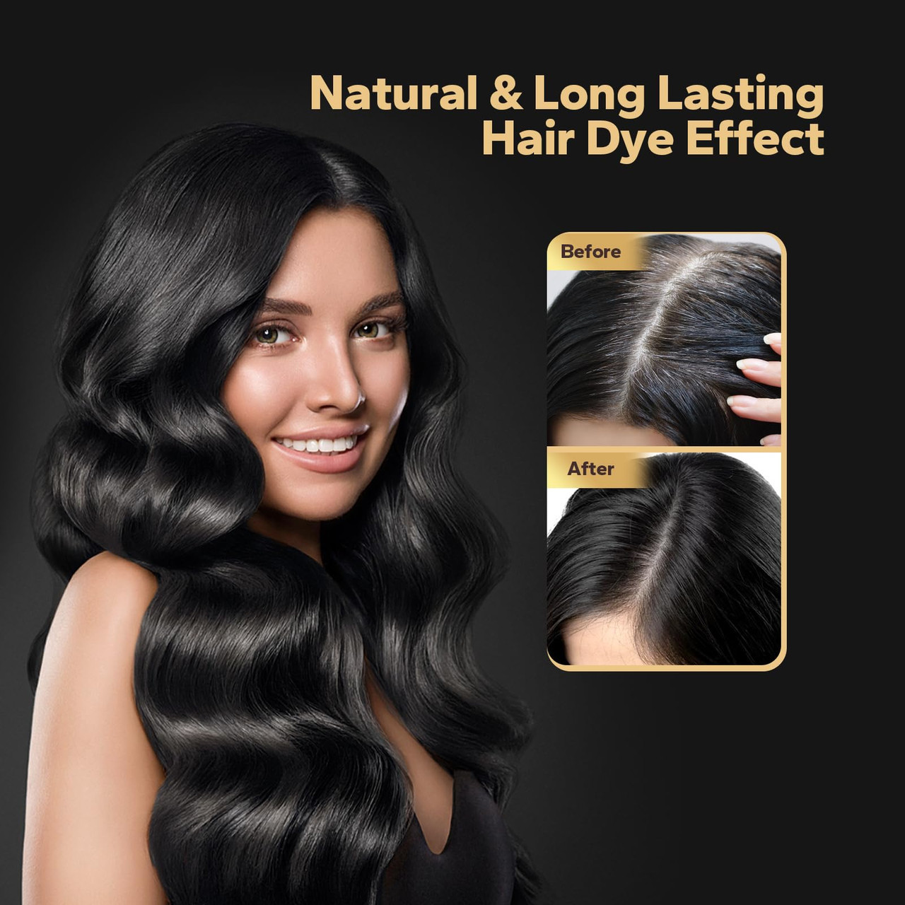 HyperHair Black Hair Dye Shampoo, Shampoos for Color Treated Hair, Hair Dye Shampoo 3 In 1, Black Hair Dye, Shampoos for Gray Hair for Women & Men, Long Lasting & Coverage