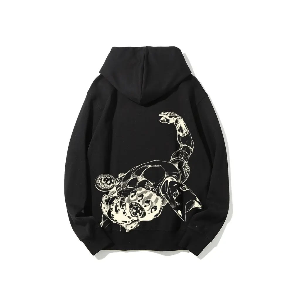 Killer Queen JoJo Character Graphic Hoodie Made in USA | Premium Cotton Streetwear Sweatshirt | JoJo’s Bizarre Adventure Inspired Pullover | Unisex Anime Hoodie Oversized Fit