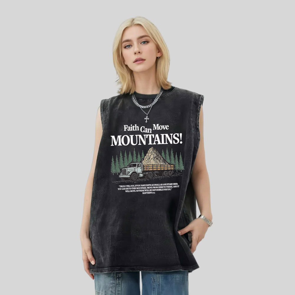Faith Can Move Mountains Christian Washed Tank Top