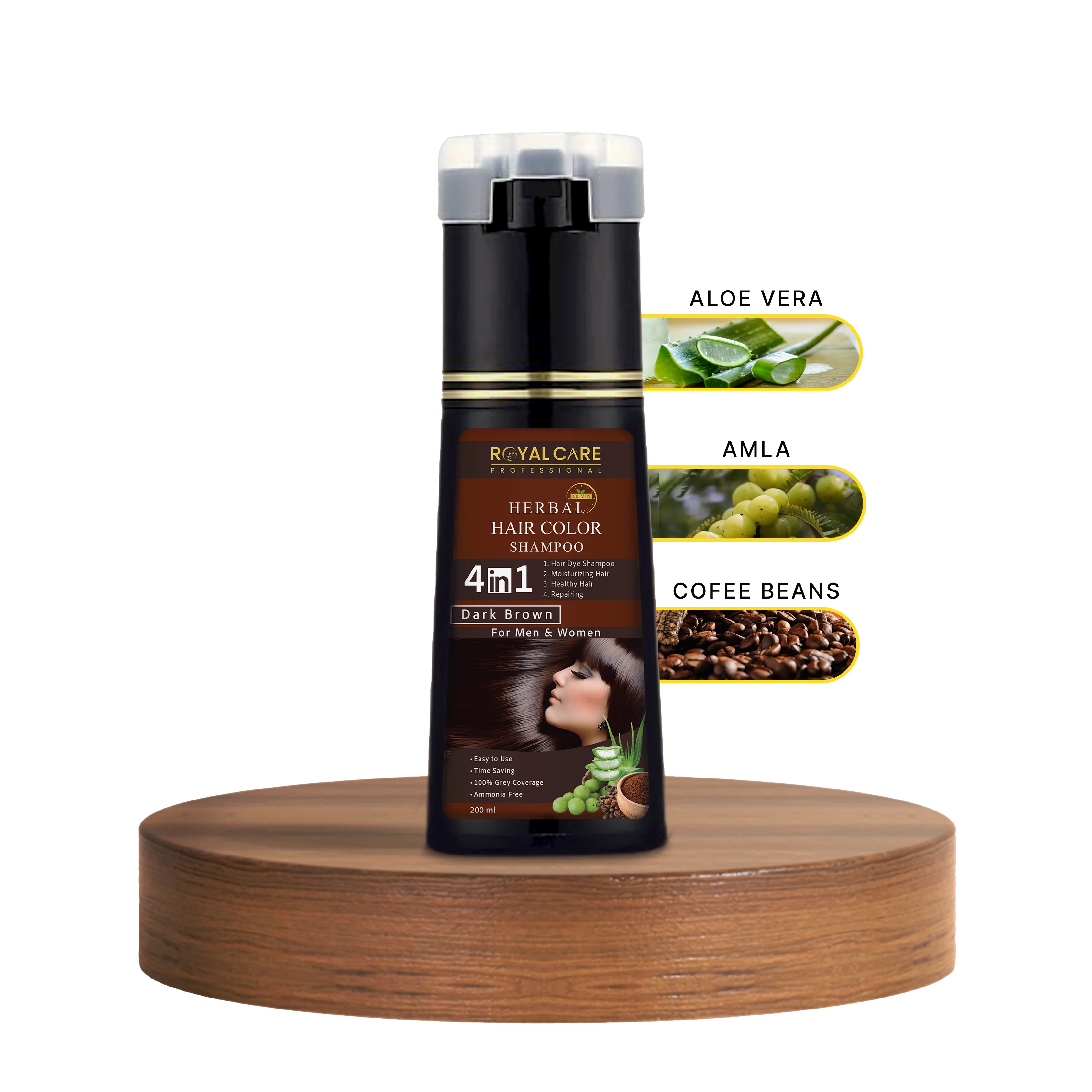 4 IN 1 Hair Coloring Shampoo – Natural Black