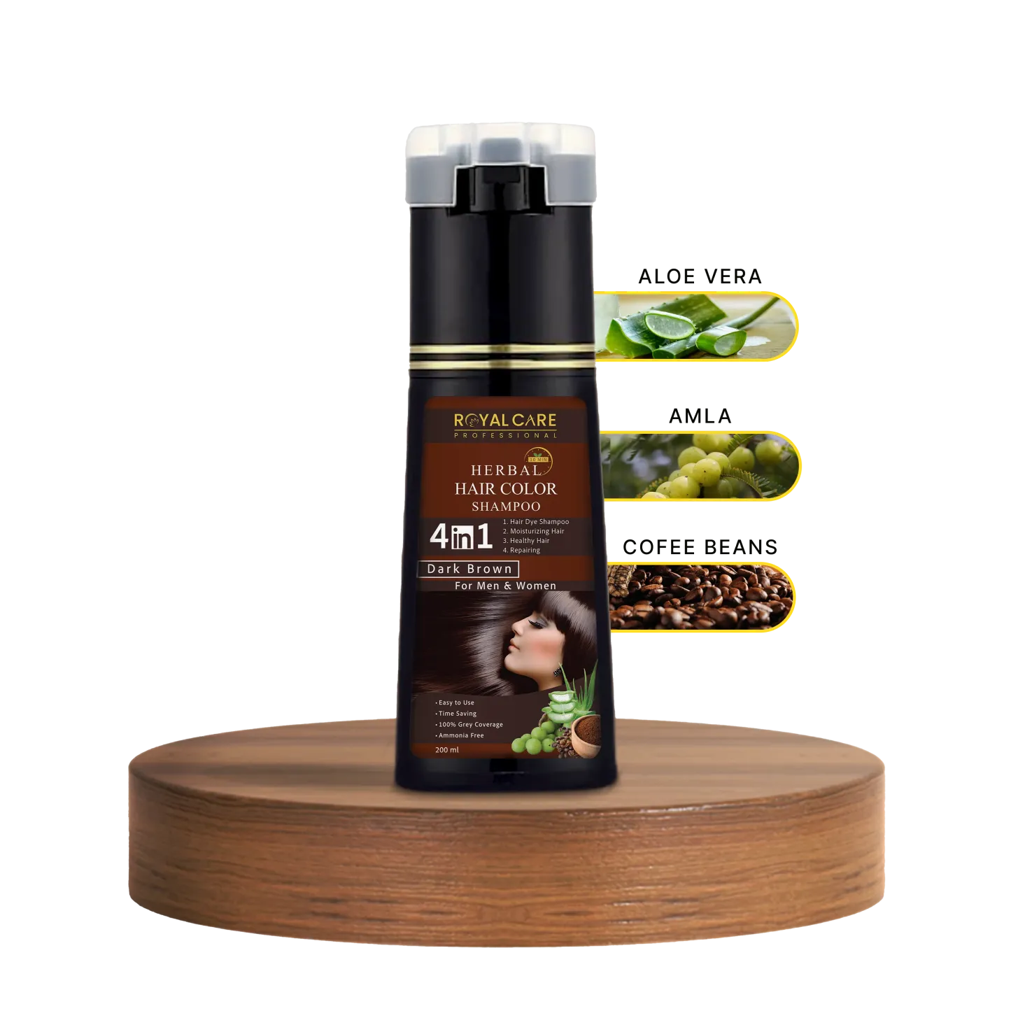 4 IN 1 Hair Coloring Shampoo – Natural Black